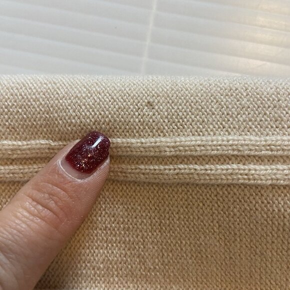 Geiger Collection Pure Wool Ribbed Ivory Cardigan Minimalist Neutral Size 34 Tan - Picture 11 of 11